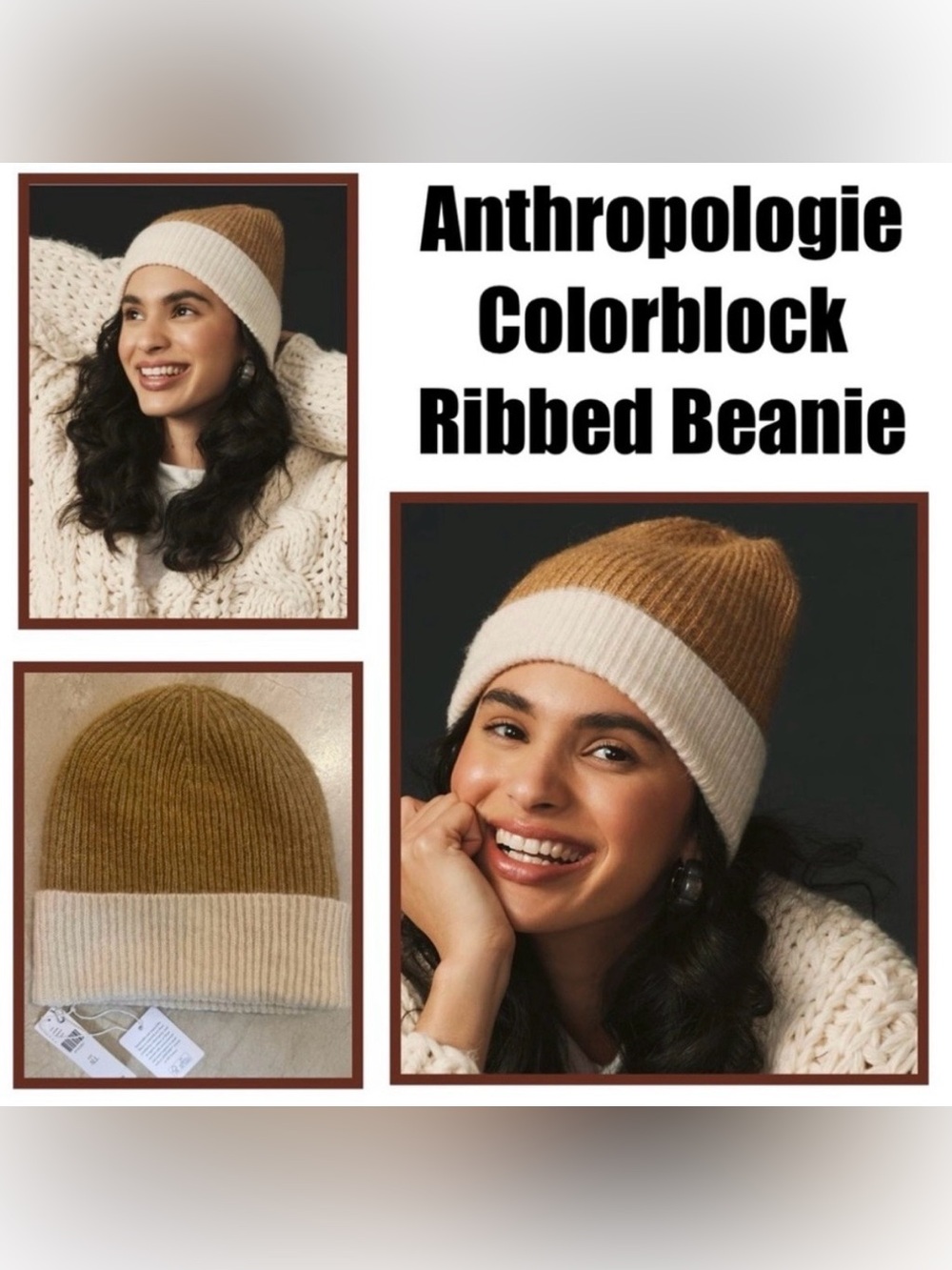 Anthropologie Colorblock Ribbed Beanie